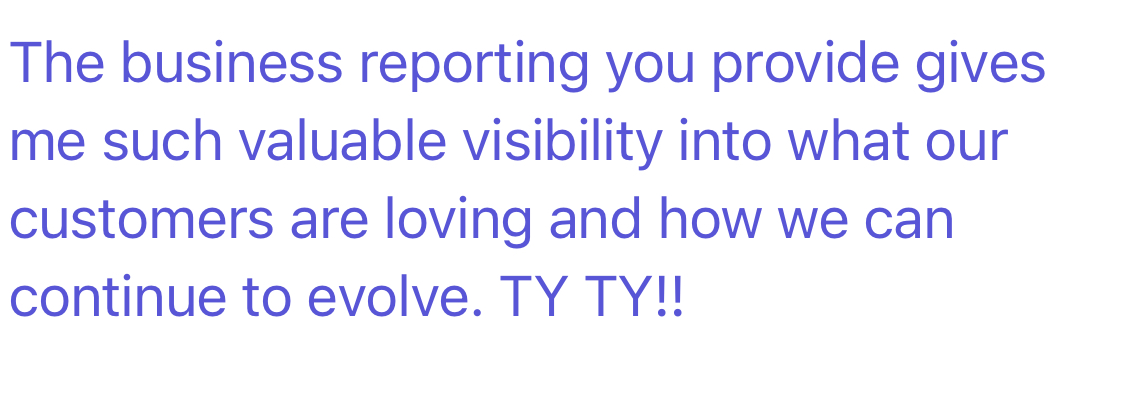 Client review screenshot praising the visibility and clarity of LBK Digital Studio's business reporting.